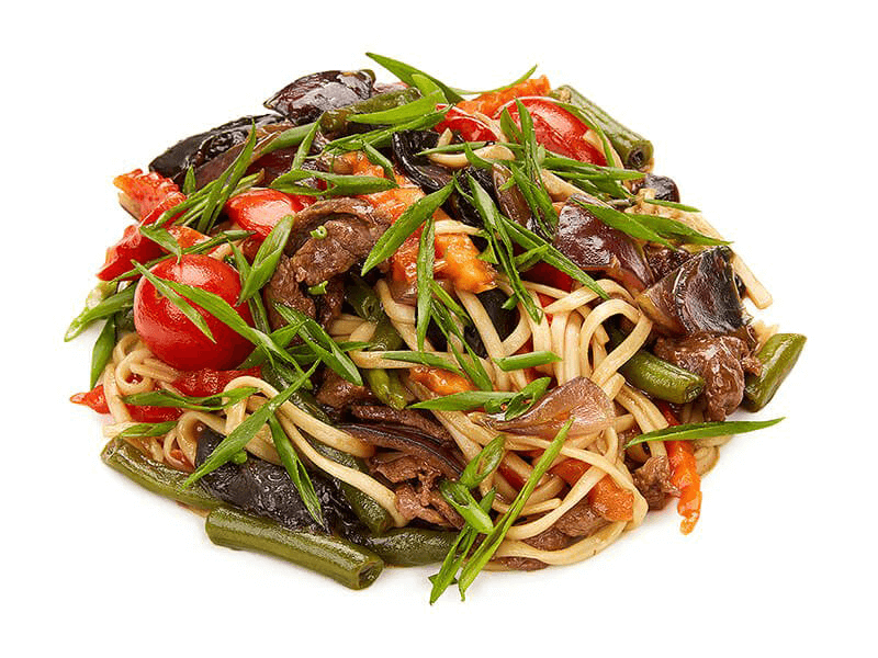 Wok с говядиной и грибами