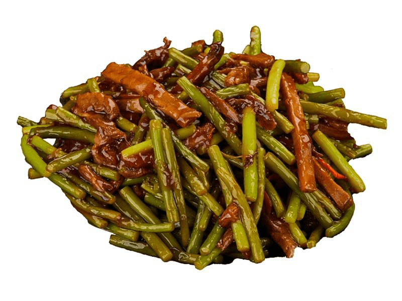 Говядина со стрелками чеснока